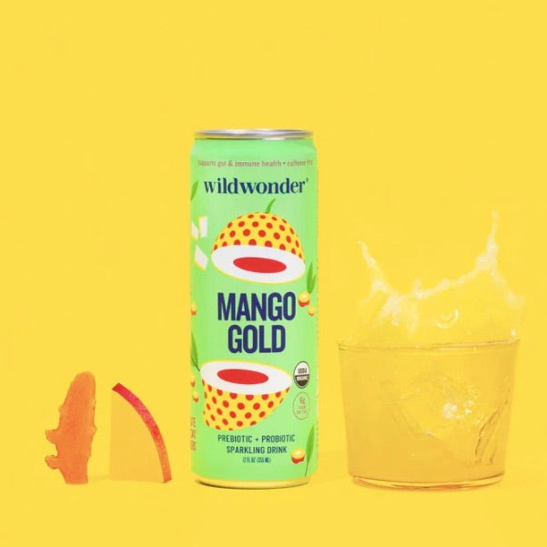 wildwonder Mango Gold Sparkling Prebiotic + Probiotic Drink