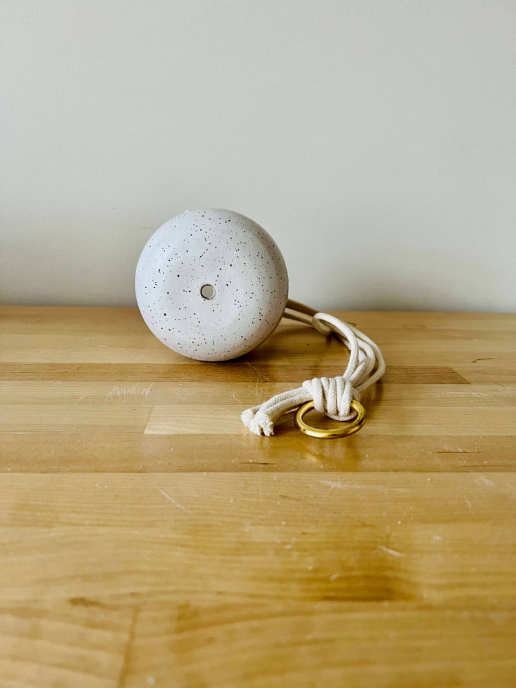 Hanging Orb Planter with Cord - White - Handmade Ceramic : Speckled sand / Small