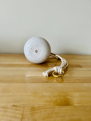 Hanging Orb Planter with Cord - White - Handmade Ceramic : Speckled sand / Small