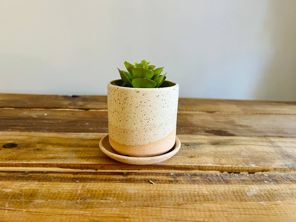 Handmade Cylindrical Planter – Matte or Speckled Finish : Speckled sand