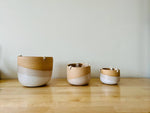 Hanging Orb Planter with Cord - White - Handmade Ceramic : Speckled sand / Small