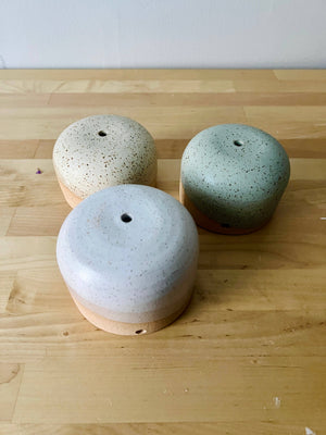Hanging Orb Planter with Cord - White - Handmade Ceramic : Speckled sand / Small