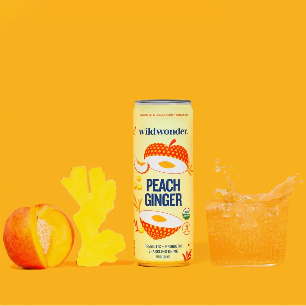 
                
                    Load image into Gallery viewer, wildwonder Peach Ginger Sparkling Prebiotic Drink
                
            